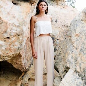 Ozma Crop Wide leg raw silk size Small